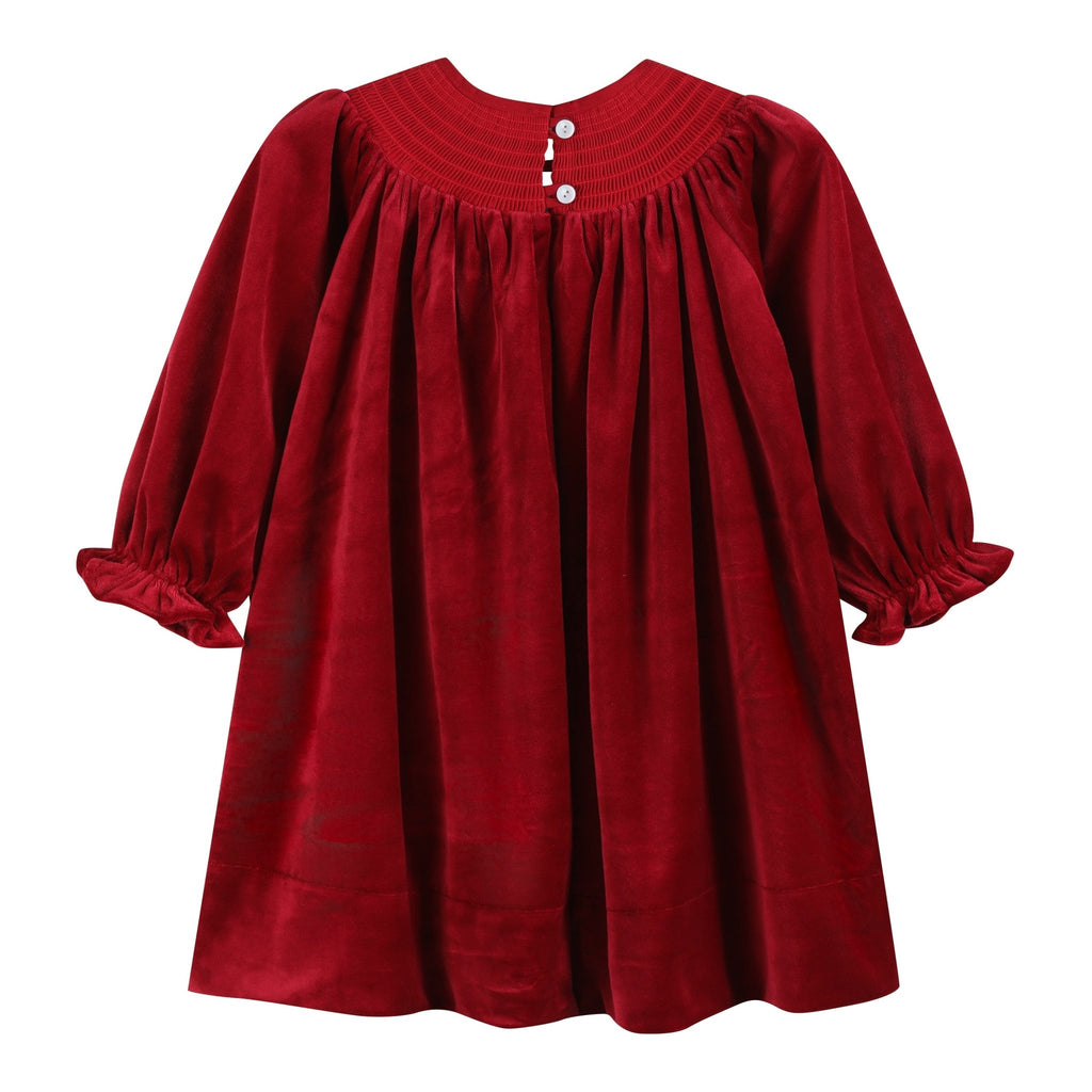 Red Velour Nativity Smocked Dress - Lil Cactus