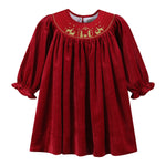 Red Velour Nativity Smocked Dress - Lil Cactus