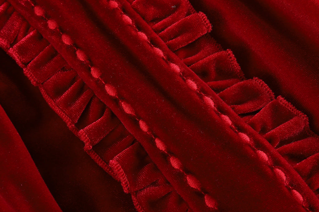 Red Velour Ruffle Dress - Lil Cactus