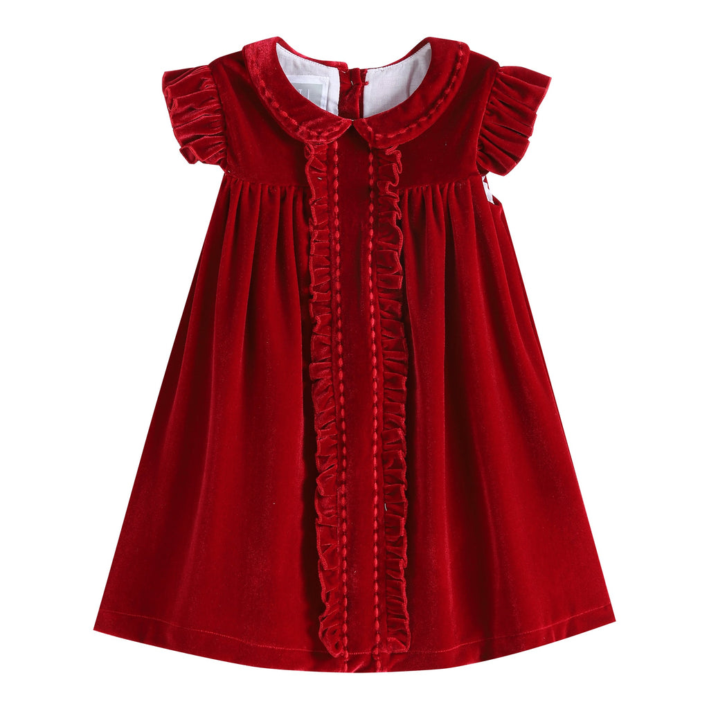 Red Velour Ruffle Dress - Lil Cactus