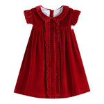 Red Velour Ruffle Dress - Lil Cactus