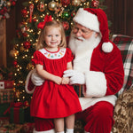 Red Velvet Christmas Smocked Bishop Dress - Lil Cactus