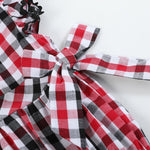 Red White and Blue Gingham Ruffle Bow Romper - Lil Cactus