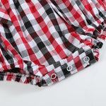 Red White and Blue Gingham Ruffle Bow Romper - Lil Cactus