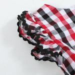 Red White and Blue Gingham Ruffle Bow Romper - Lil Cactus