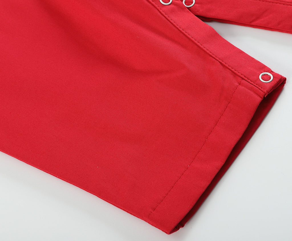 Red & White Santa Smocked Overalls - Lil Cactus