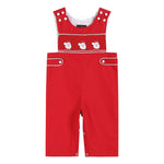 Red & White Santa Smocked Overalls - Lil Cactus