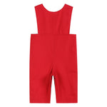 Red & White Santa Smocked Overalls - Lil Cactus