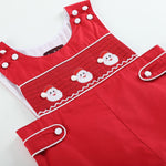 Red & White Santa Smocked Overalls - Lil Cactus