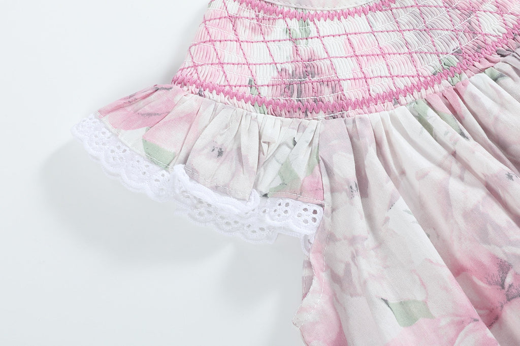 Rose Floral Print Bishop Dress - Lil Cactus