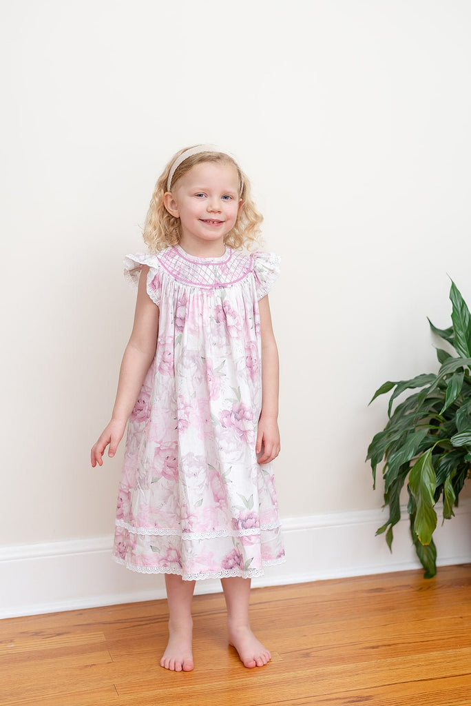 Rose Floral Print Bishop Dress - Lil Cactus