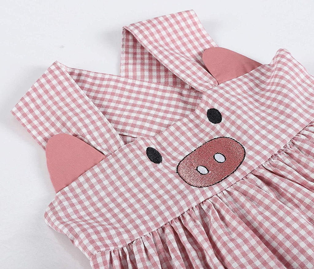 Rose Gingham Little Piggy Sleeveless A - Line Dress - Lil Cactus