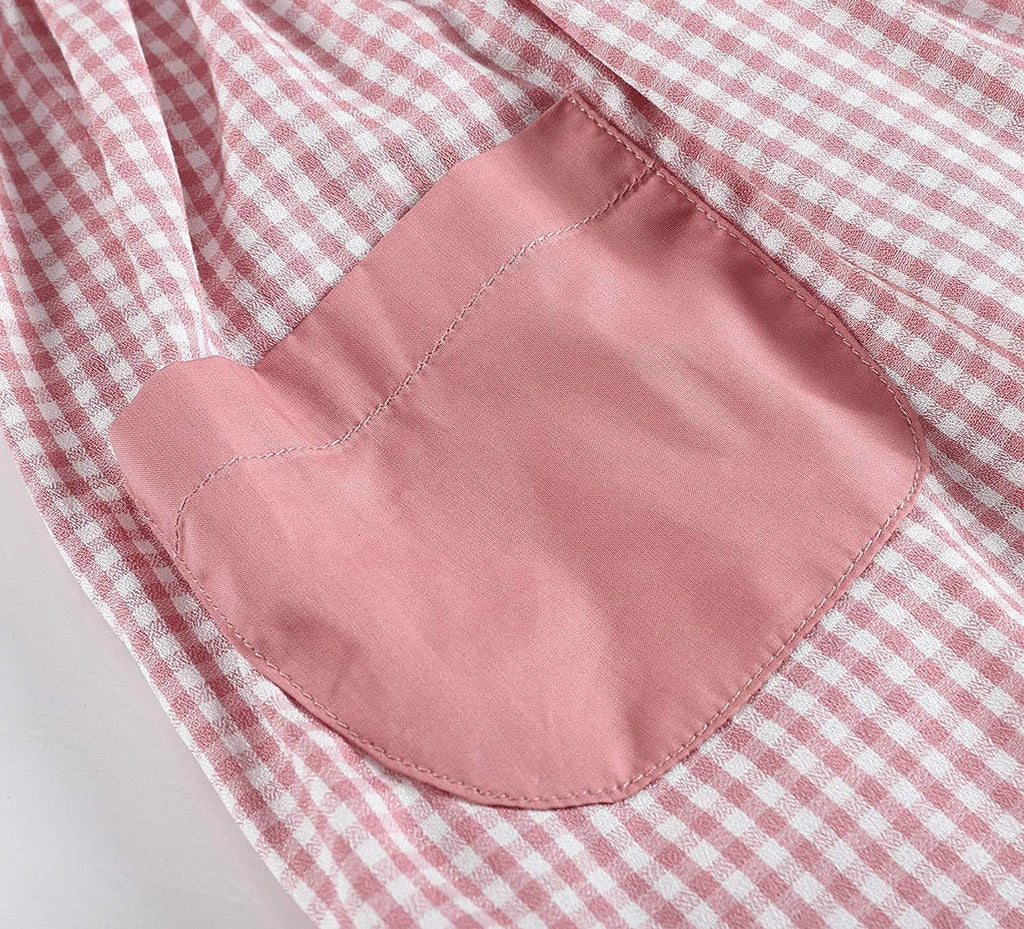 Rose Gingham Little Piggy Sleeveless A - Line Dress - Lil Cactus