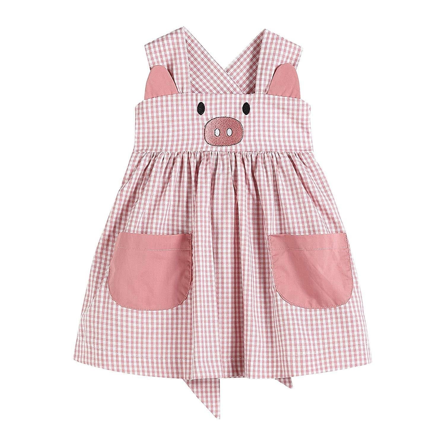 Rose Gingham Little Piggy Sleeveless A-Line Dress Lil Cactus Rose Gingham Little Piggy Sleeveless A-Line Dress Lil Cactus