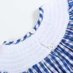 Royal Blue Gingham School Smocked Bishop Dress - Lil Cactus