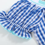 Royal Blue Gingham School Smocked Bishop Dress - Lil Cactus