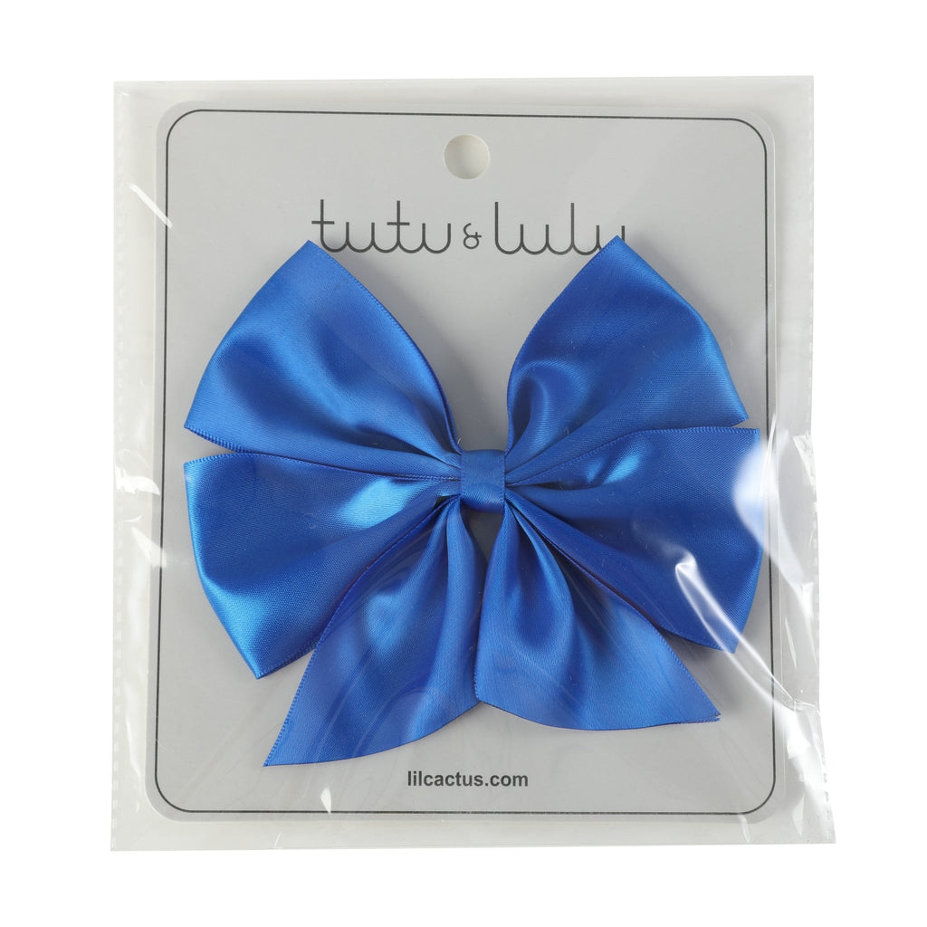 Royal Blue Satin Bow Hair Clip - Lil Cactus