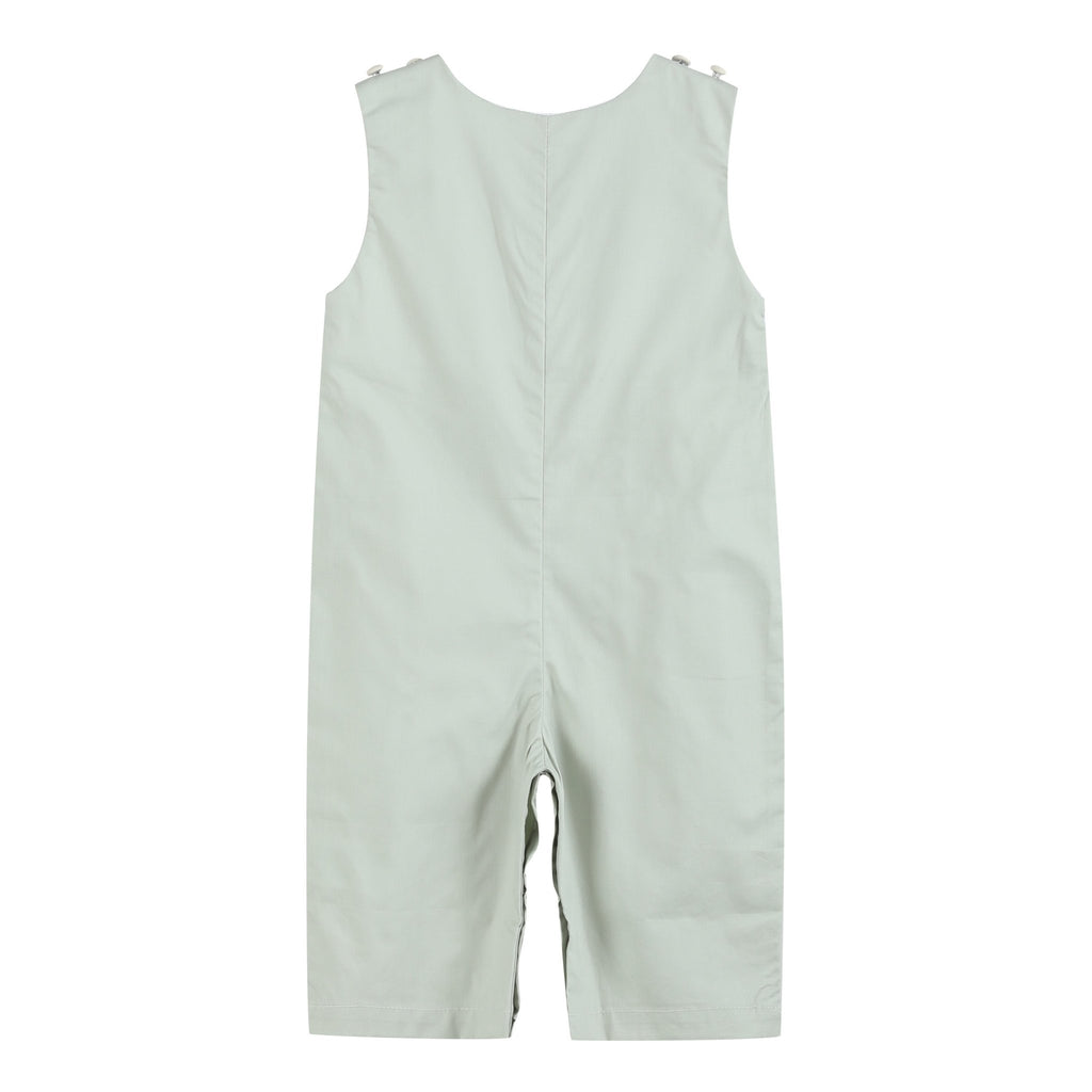 Sage Green Construction Smocked Overalls - Lil Cactus