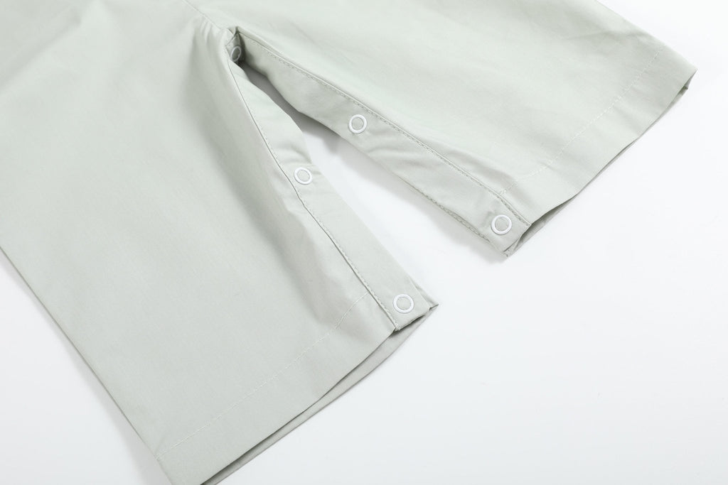 Sage Green Construction Smocked Overalls - Lil Cactus