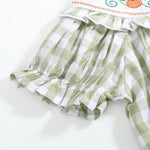 Sage Green Gingham Pumpkin Smocked Bishop Dress - Lil Cactus