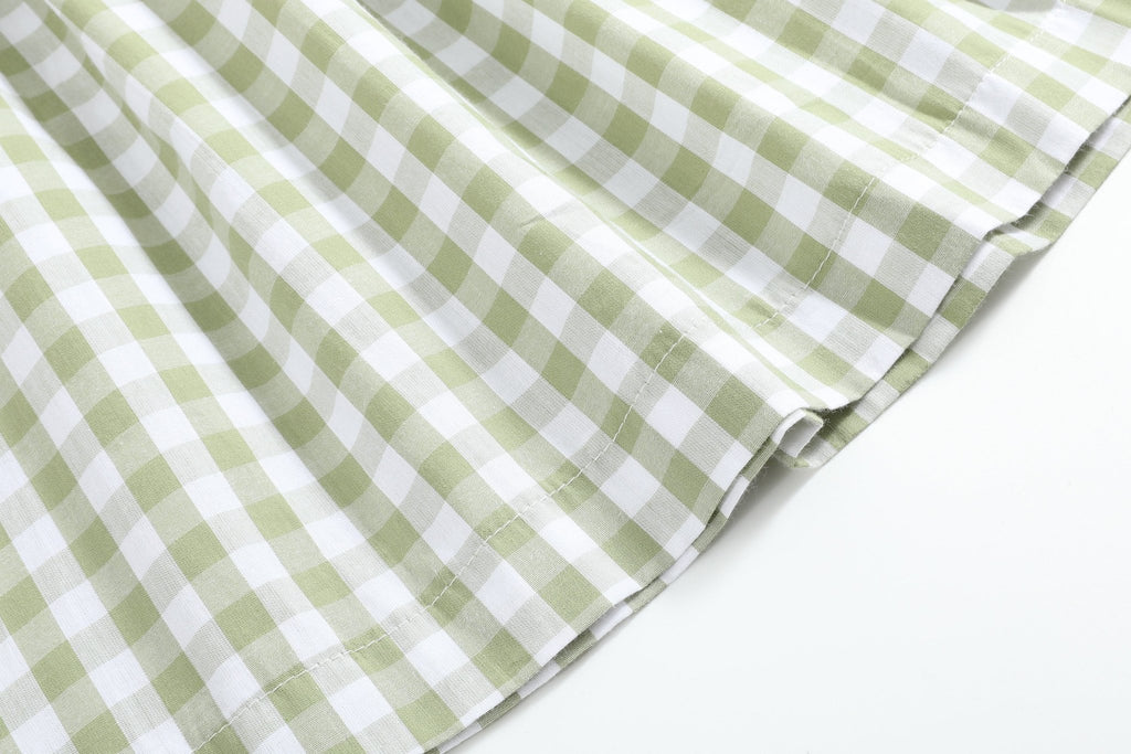 Sage Green Gingham Pumpkin Smocked Bishop Dress - Lil Cactus
