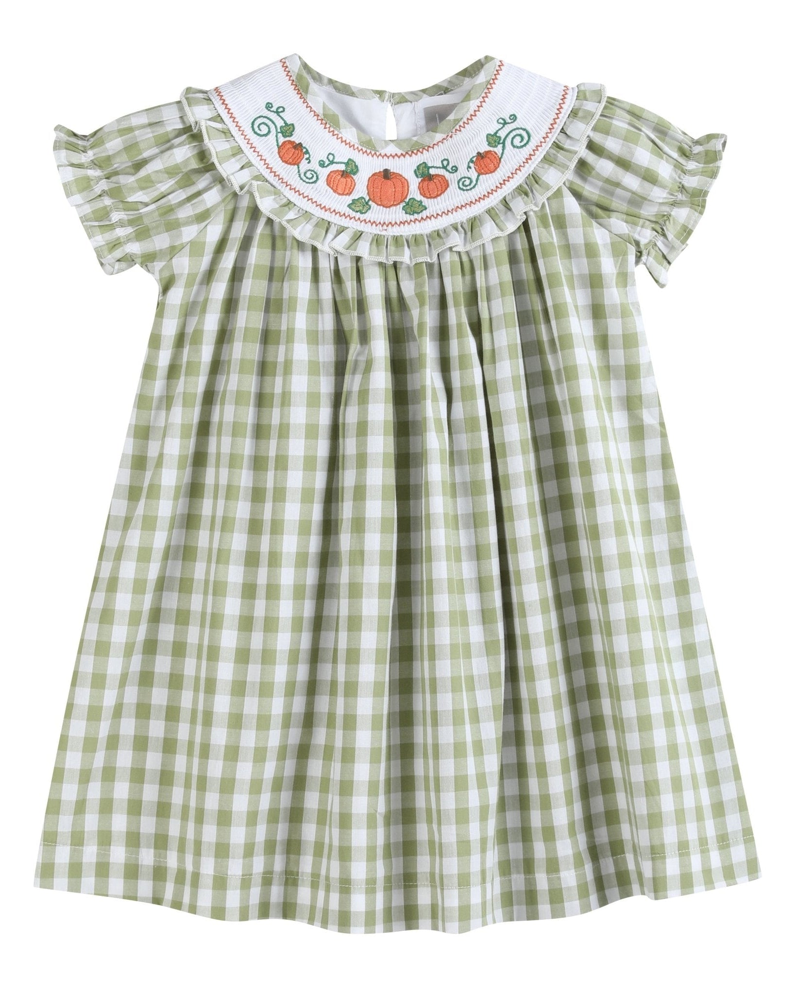 Royal Blue Gingham Pumpkin Smocked Bishop Dress