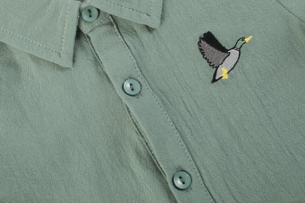 Sage Green Mallard Boys Dress Shirt - Lil Cactus