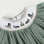 Sage Green Mallard Smocked Bishop Dress - Lil Cactus