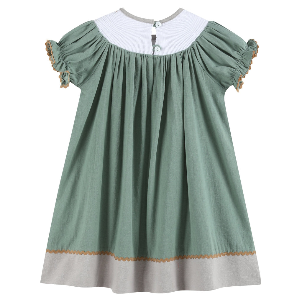 Sage Green Mallard Smocked Bishop Dress - Lil Cactus