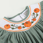 Sage Green Pumpkin Smocked Bishop Dress - Lil Cactus