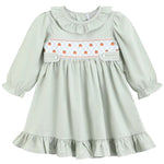 Sage Green Pumpkin Smocked Ruffle Dress - Lil Cactus