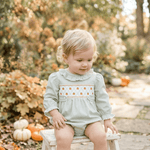 Sage Green Pumpkin Smocked Ruffle Romper - Lil Cactus