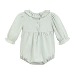 Sage Green Pumpkin Smocked Ruffle Romper - Lil Cactus