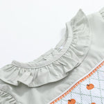 Sage Green Pumpkin Smocked Ruffle Romper - Lil Cactus
