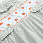 Sage Green Pumpkin Smocked Ruffle Romper - Lil Cactus