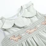 Sage Green Puppy Dog Petal Smocked Dress - Lil Cactus