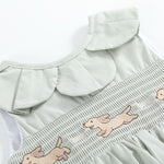 Sage Green Puppy Dog Petal Smocked Romper - Lil Cactus