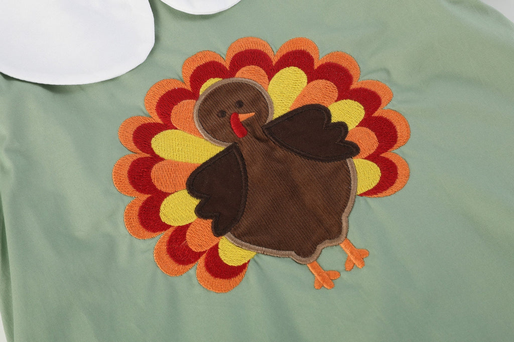 Sage Green Turkey Collared Dress - Lil Cactus