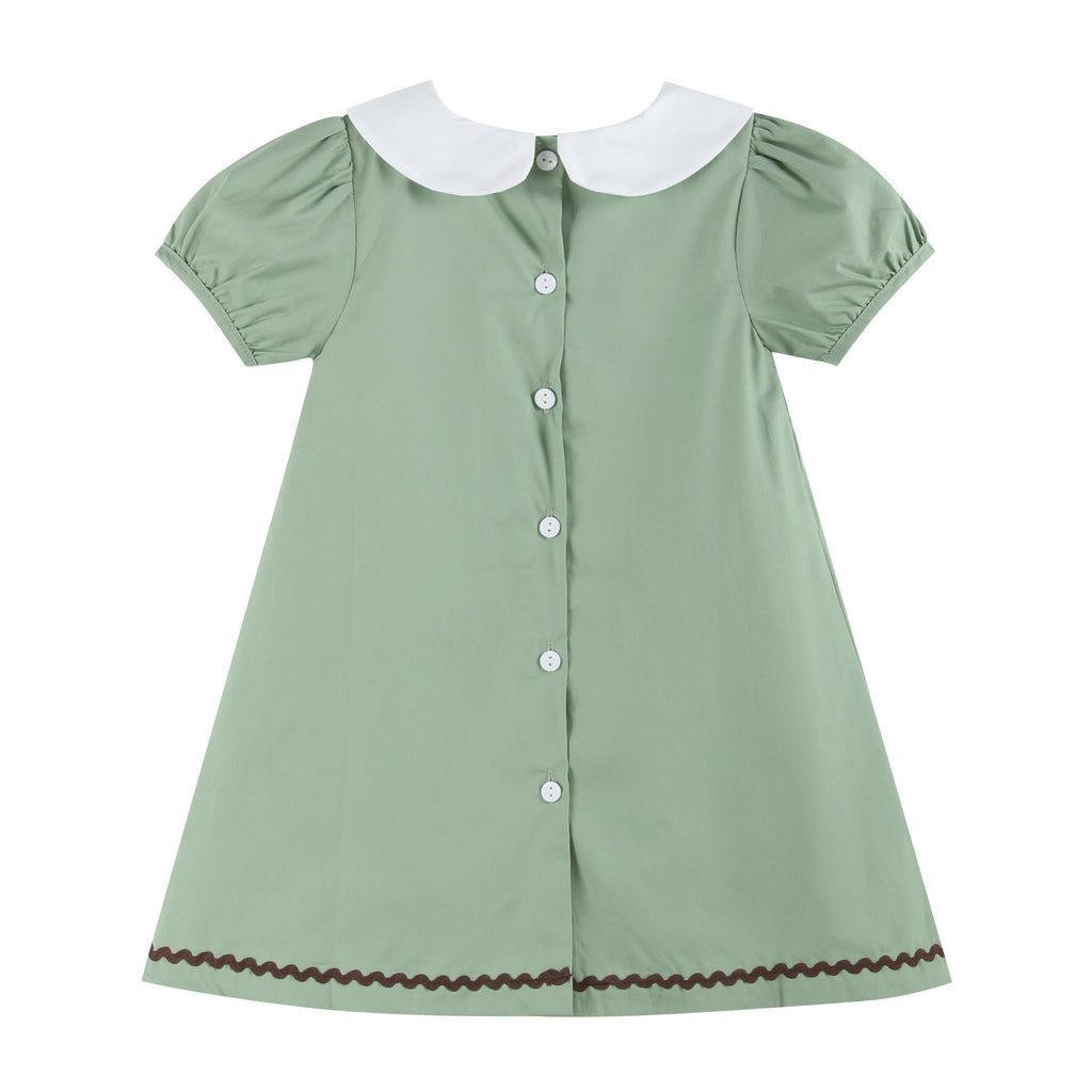 Sage Green Turkey Collared Dress - Lil Cactus
