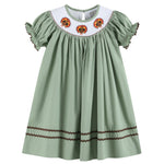 Sage Green Turkey Smocked Bishop Dress - Lil Cactus