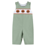 Sage Green Turkey Smocked Overalls - Lil Cactus