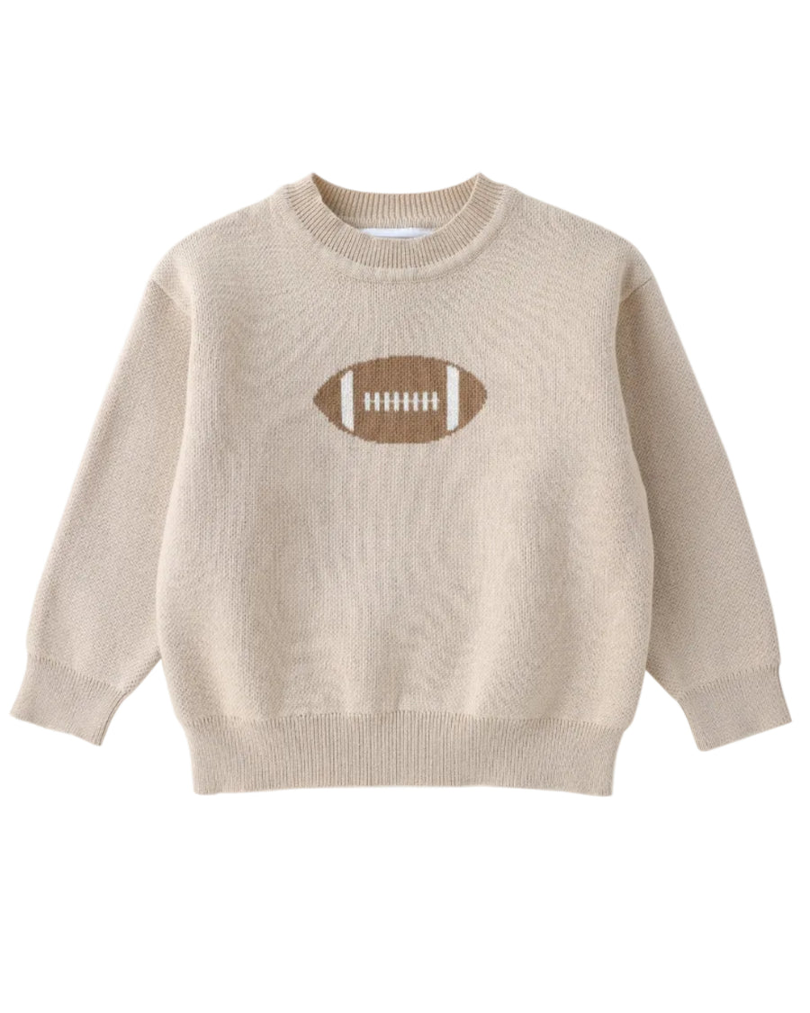 Sand Beige Football Sweater - Lil Cactus