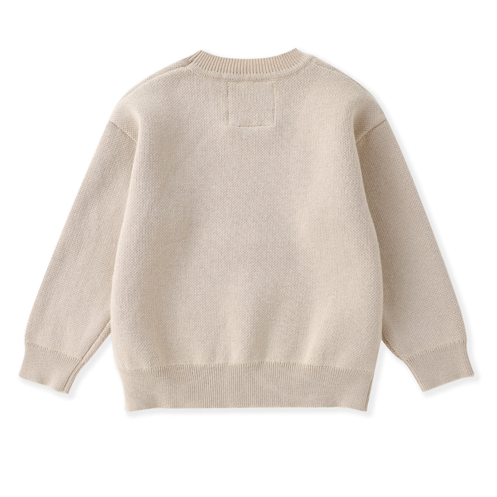 Sand Beige Football Sweater - Lil Cactus