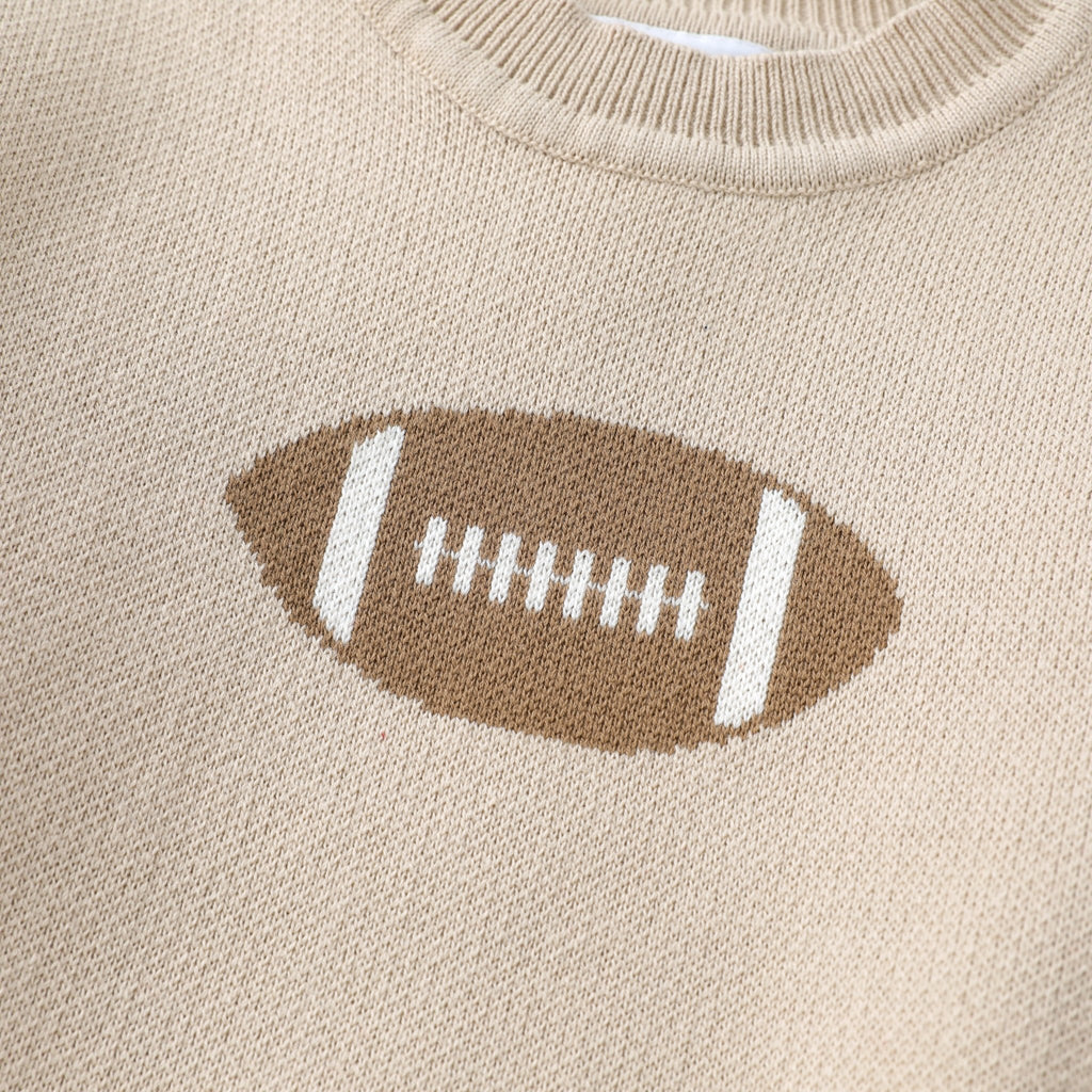 Sand Beige Football Sweater - Lil Cactus