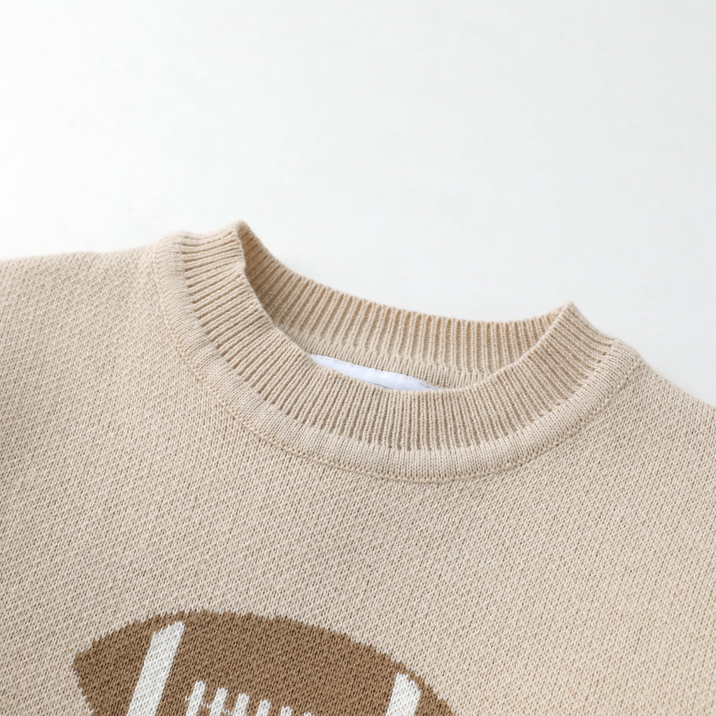 Sand Beige Football Sweater - Lil Cactus
