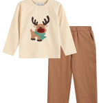 Sand Beige Reindeer Shirt and Brown Pants Set - Lil Cactus