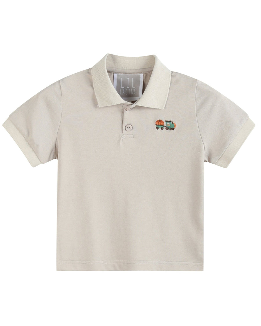 Sand Beige Tractor Polo Golf Shirt - Lil Cactus