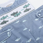 Shark Print Smocked JonJons - Lil Cactus