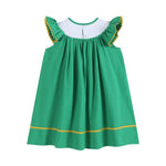 St. Patrick's Day Shamrock Green Smocked Bishop Dress - Lil Cactus