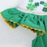 St. Patrick's Day Shamrock Green Smocked Bishop Dress - Lil Cactus
